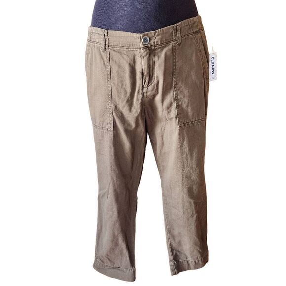 NWT Old Navy Straight Cropped Mid Rise Green Pants (2) - Picture 1 of 3